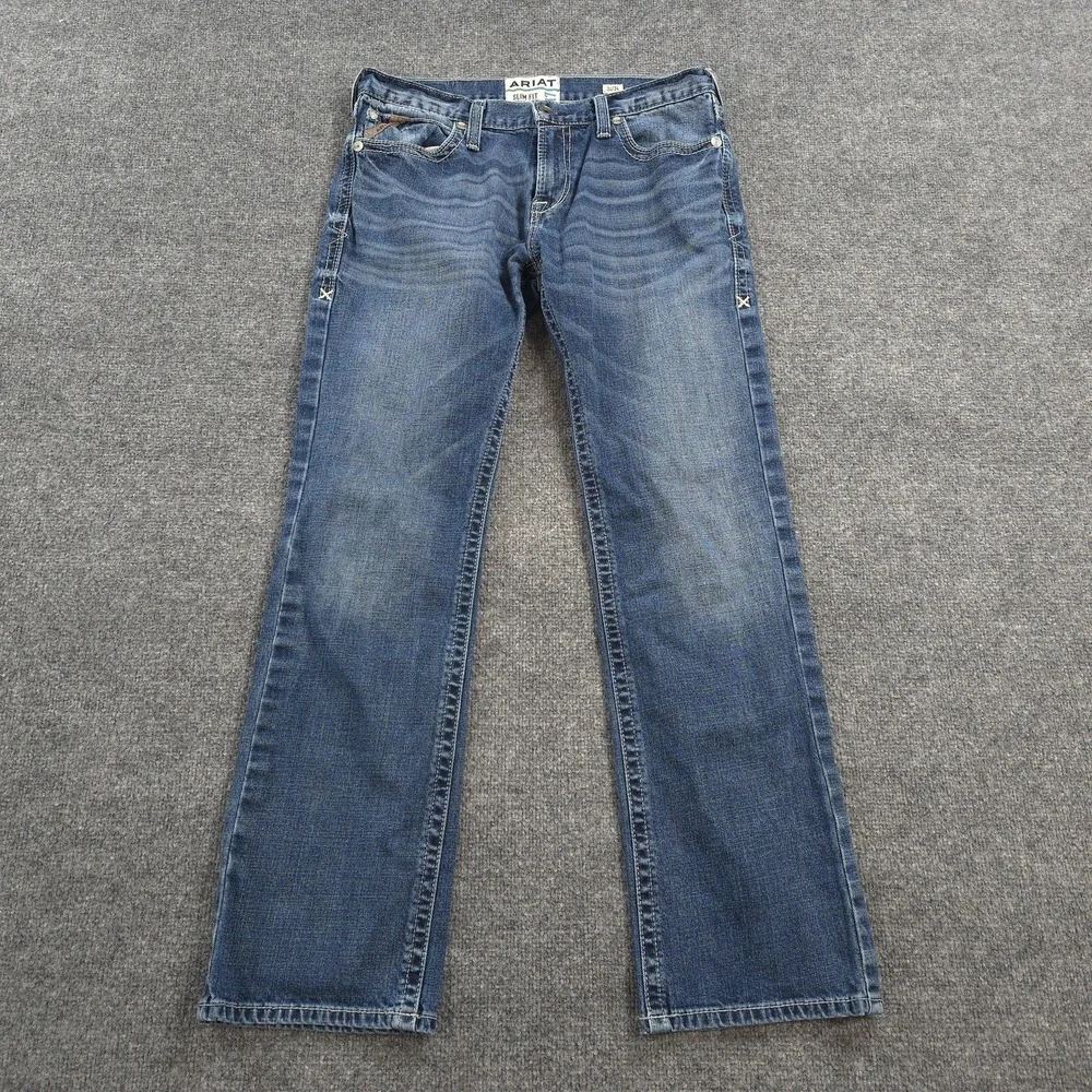 Ariat Jeans Mens 34x33 Blue M7 Slim Fit Straight Leg Coltrane Stretch Denim Work